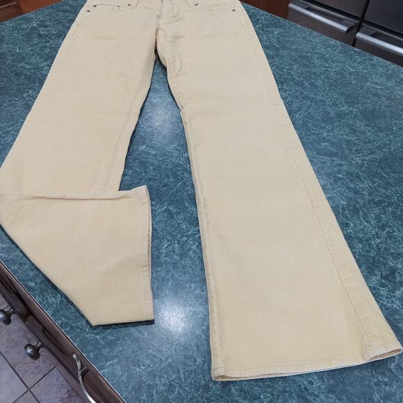 VTG Y2K Old Navy Womens Corduroy Pants Sz 14 Low Rise Boot Butter Yellow Stretch - Picture 1 of 12
